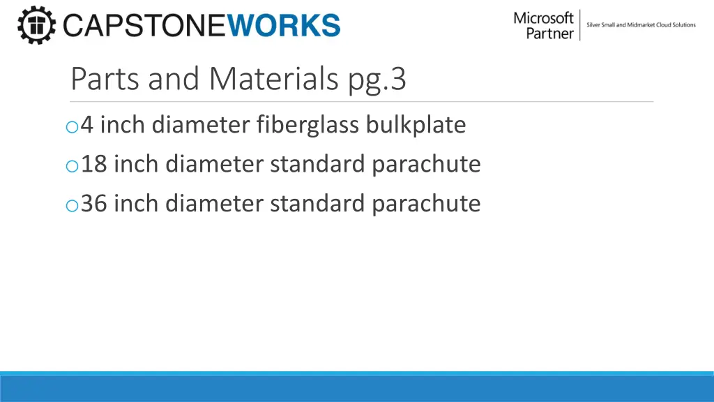 parts and materials pg 3 o 4 inch diameter