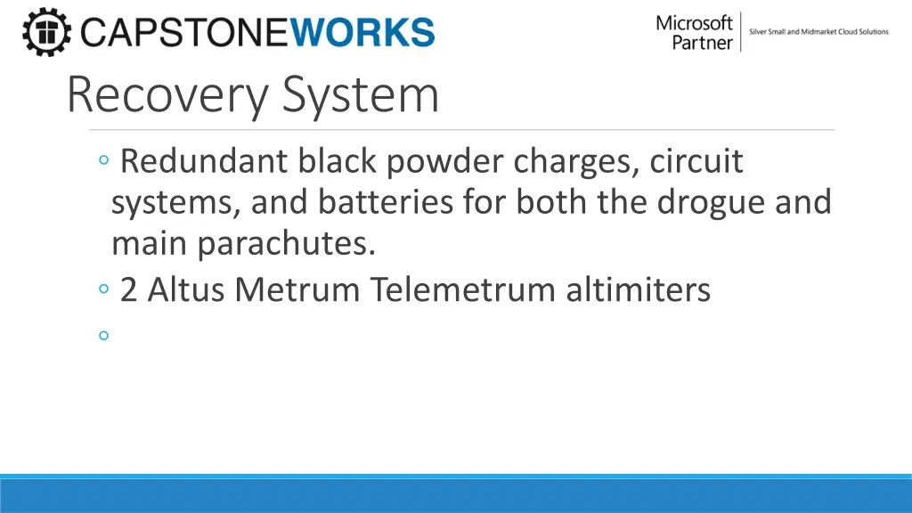 recovery system redundant black powder charges