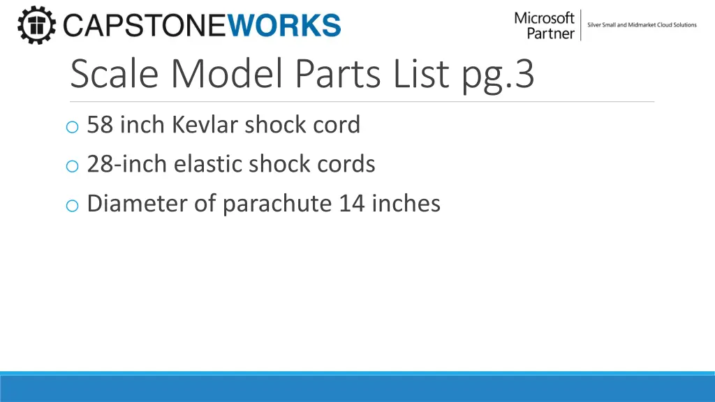 scale model parts list pg 3 o 58 inch kevlar