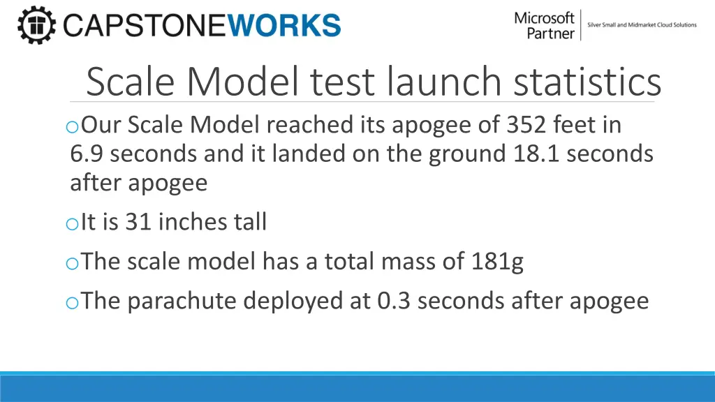 scale model test launch statistics o our scale