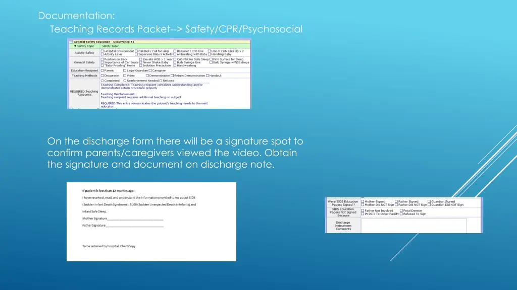 documentation teaching records packet safety