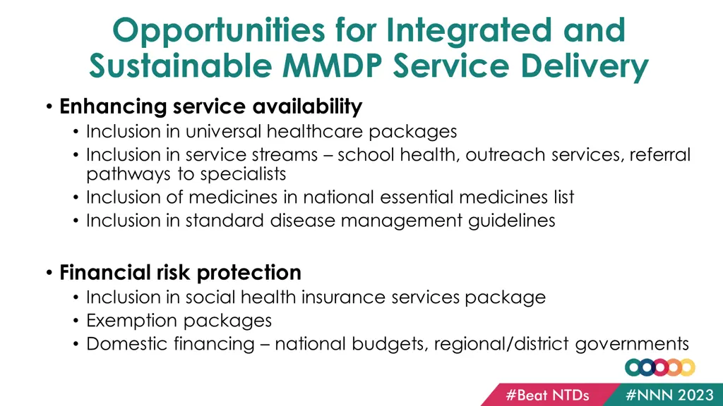 opportunities for integrated and sustainable mmdp