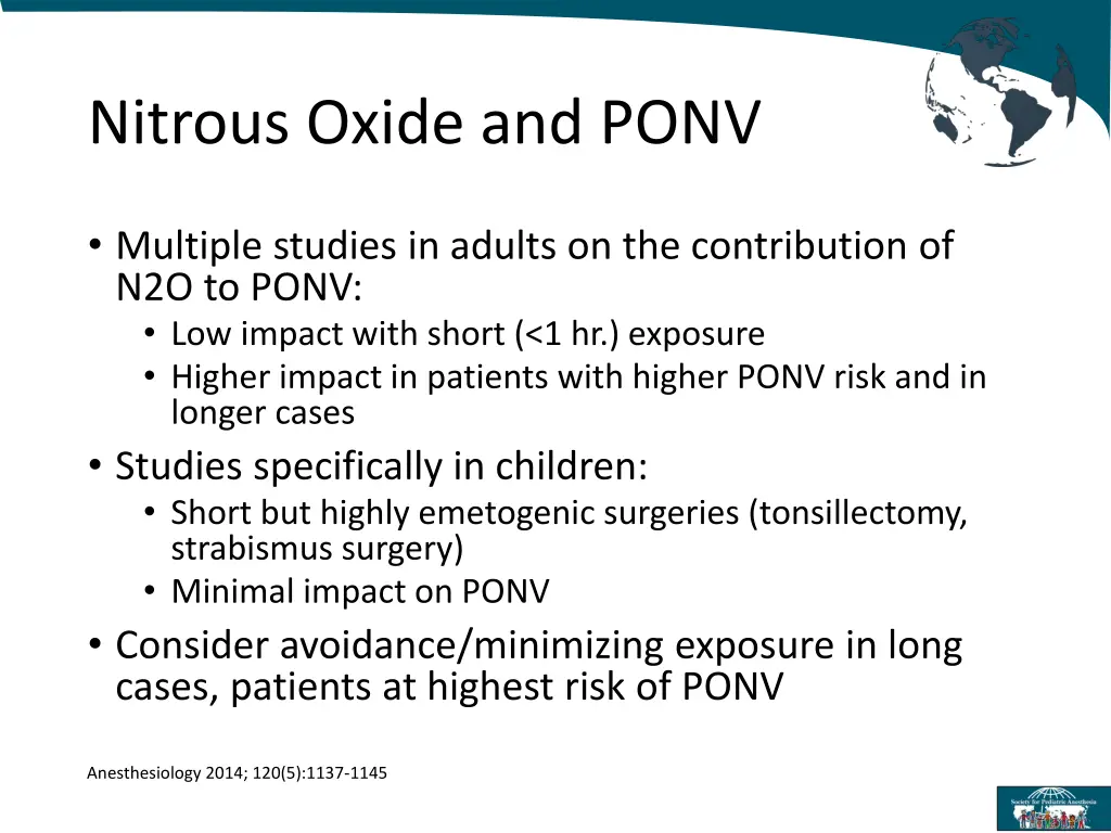 nitrous oxide and ponv