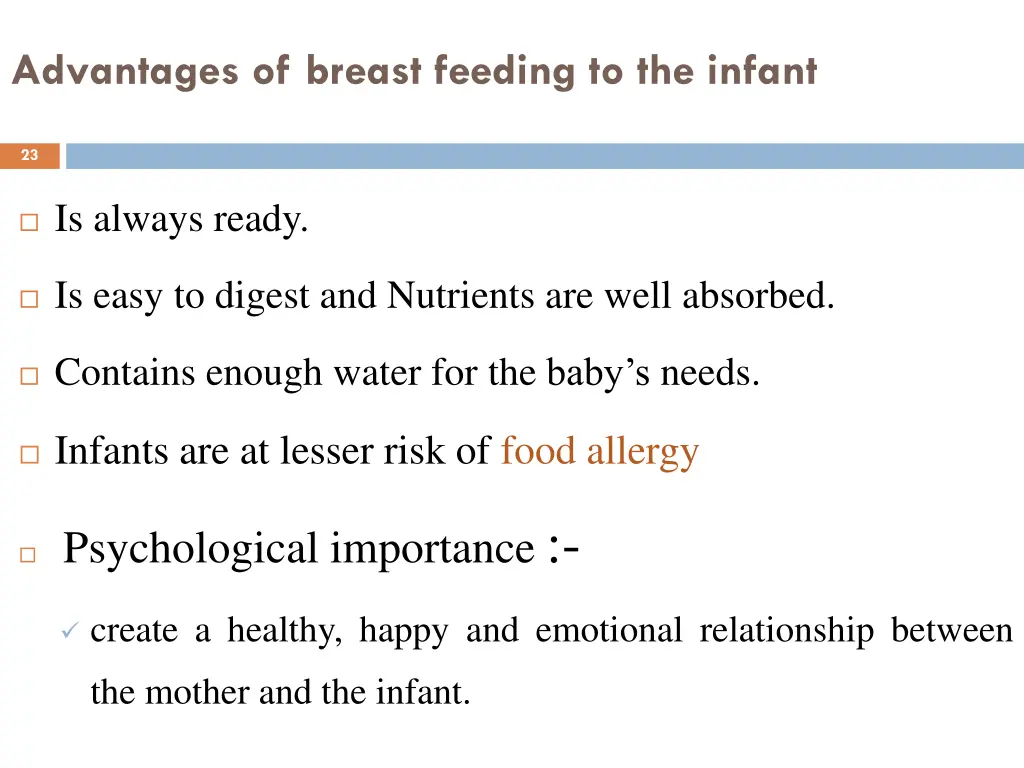 advantages of breast feeding to the infant