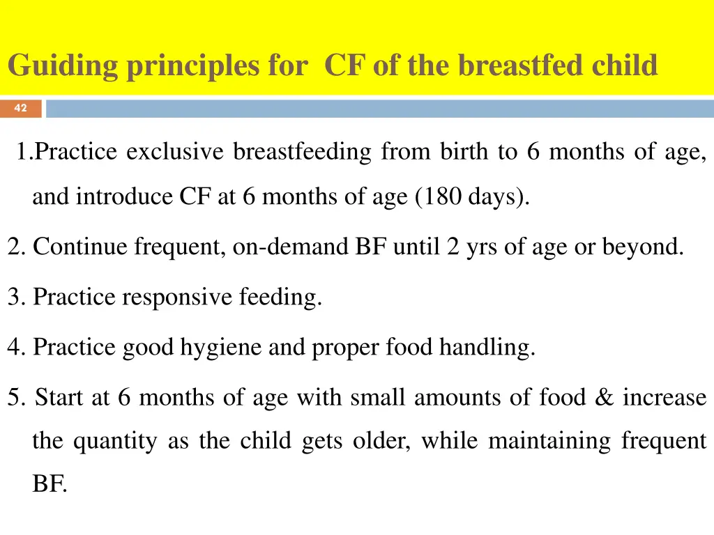 guiding principles for cf of the breastfed child