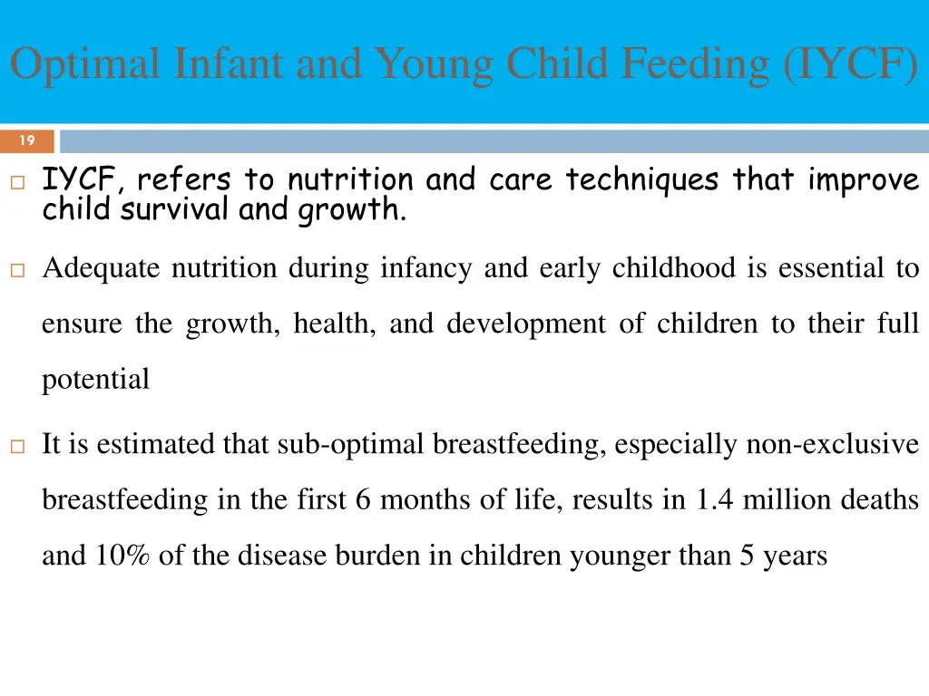 optimal infant and young child feeding iycf