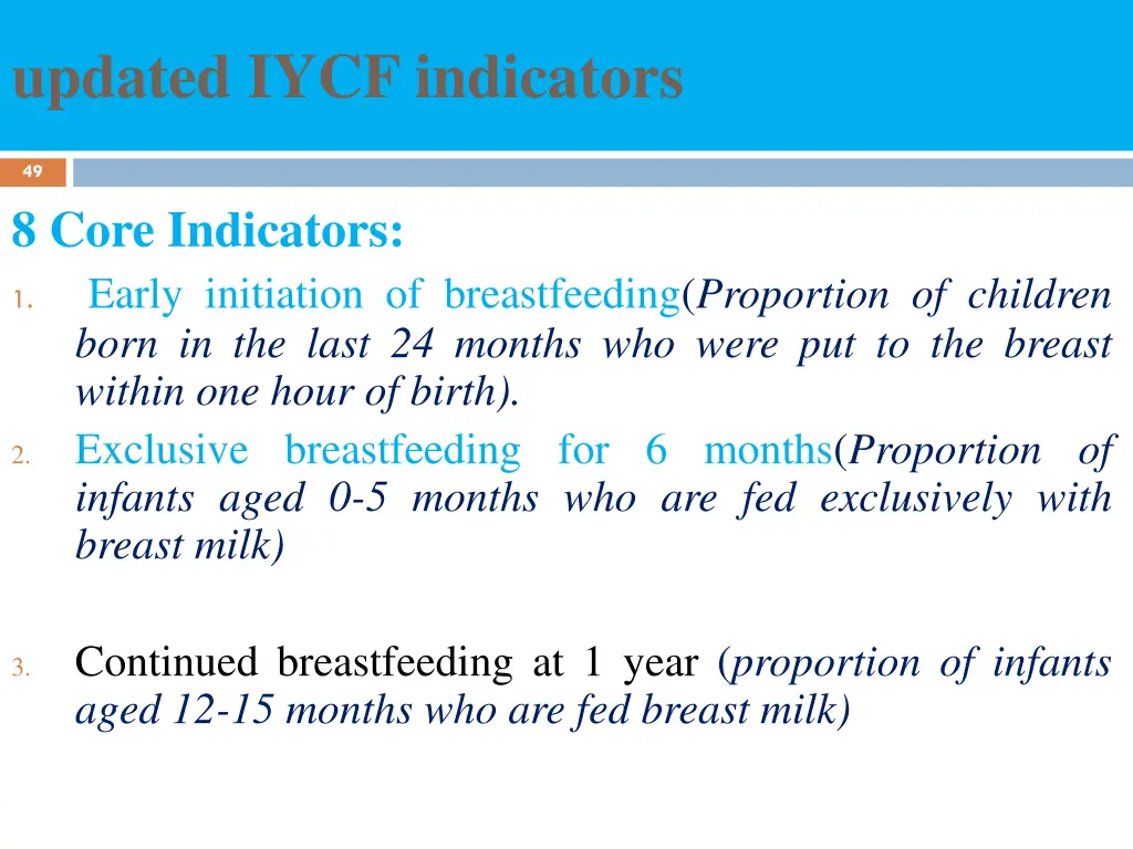 updated iycf indicators