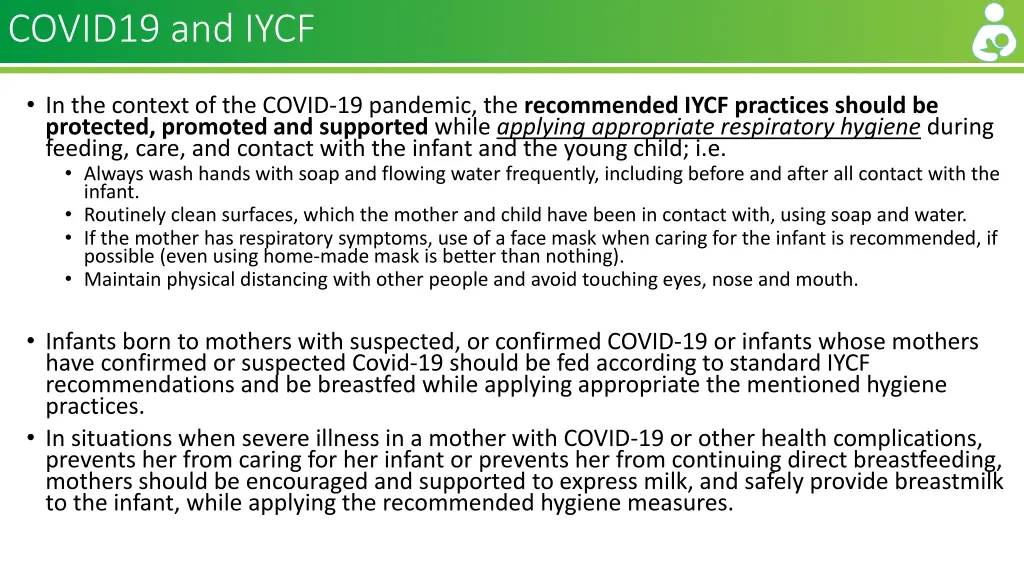 covid19 and iycf