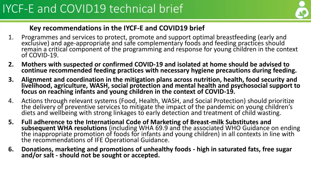 iycf e and covid19 technical brief