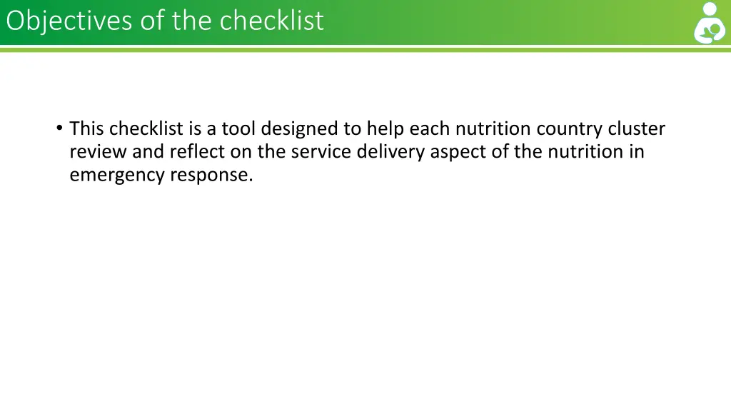 objectives of the checklist