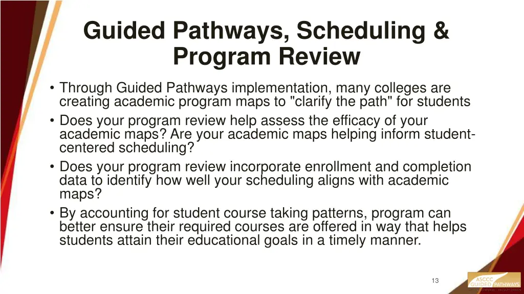 guided pathways scheduling program review