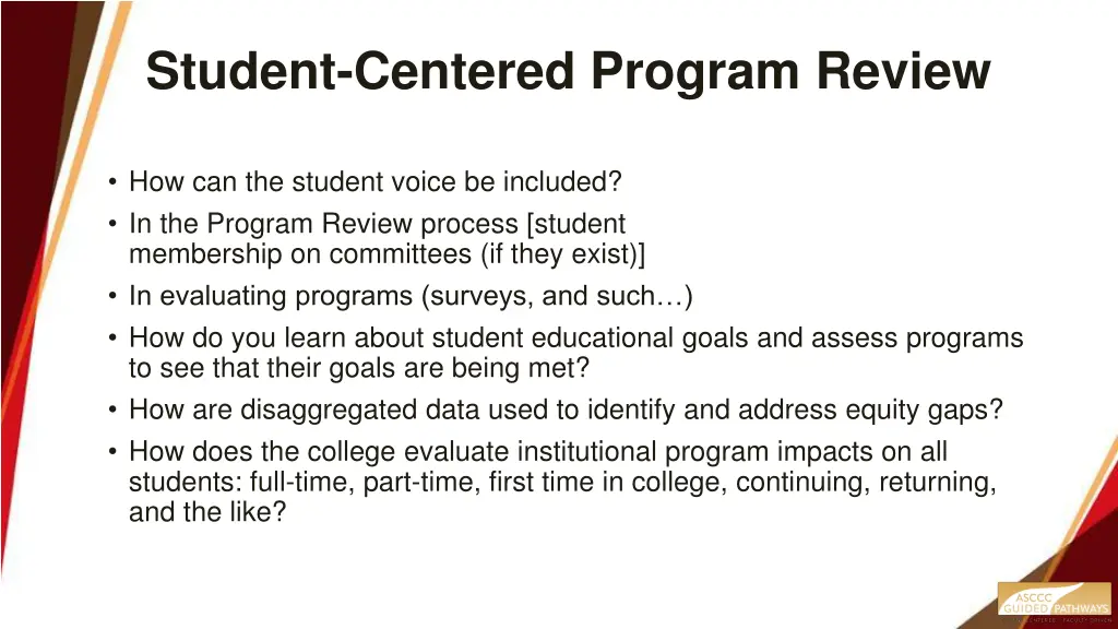 student centered program review