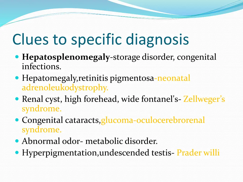 clues to specific diagnosis hepatosplenomegaly