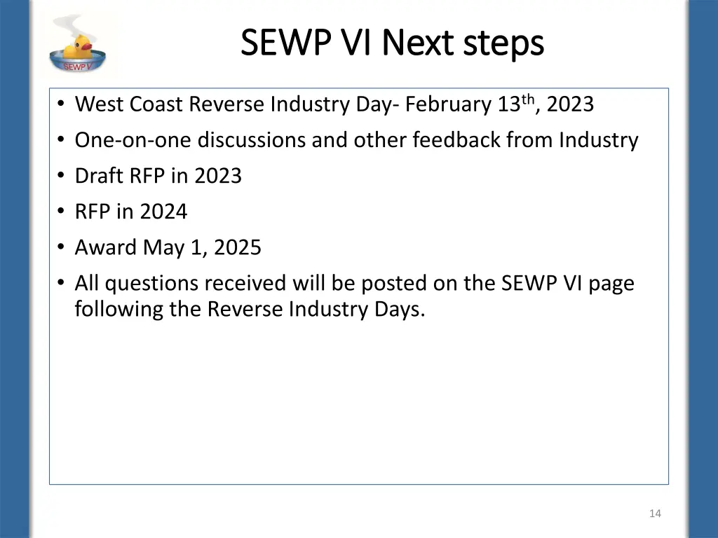 sewp vi next steps sewp vi next steps