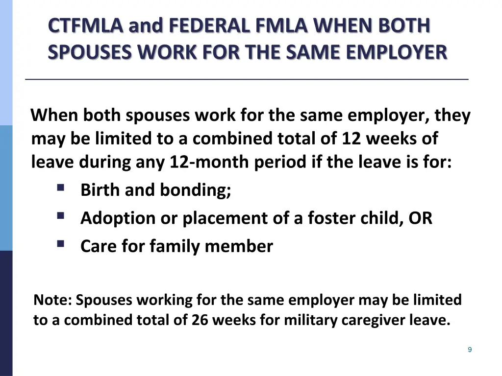 ctfmla and federal fmla when both spouses work