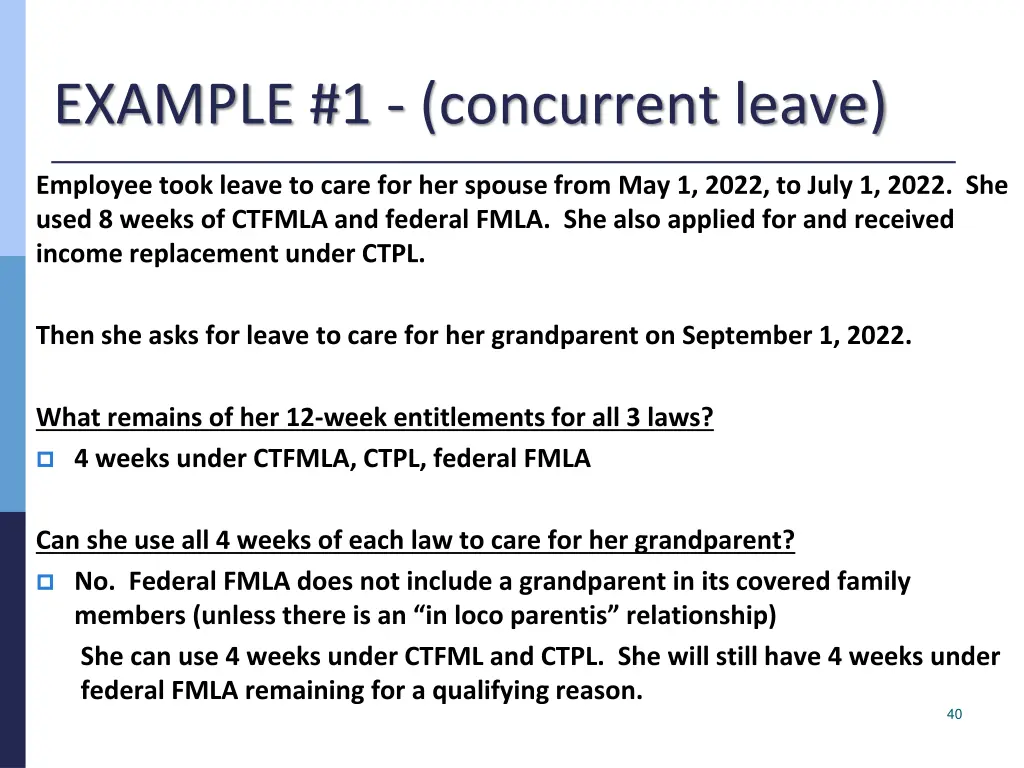 example 1 concurrent leave