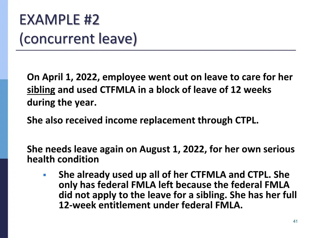 example 2 concurrent leave