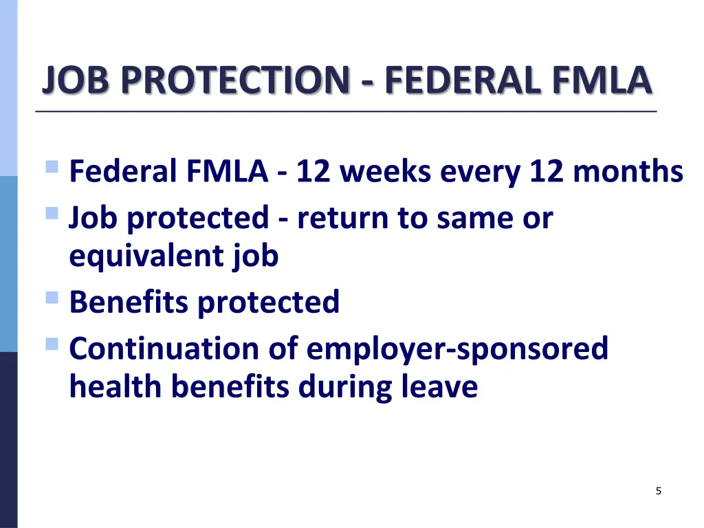 job protection federal fmla