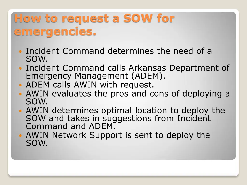 how to request a sow for emergencies