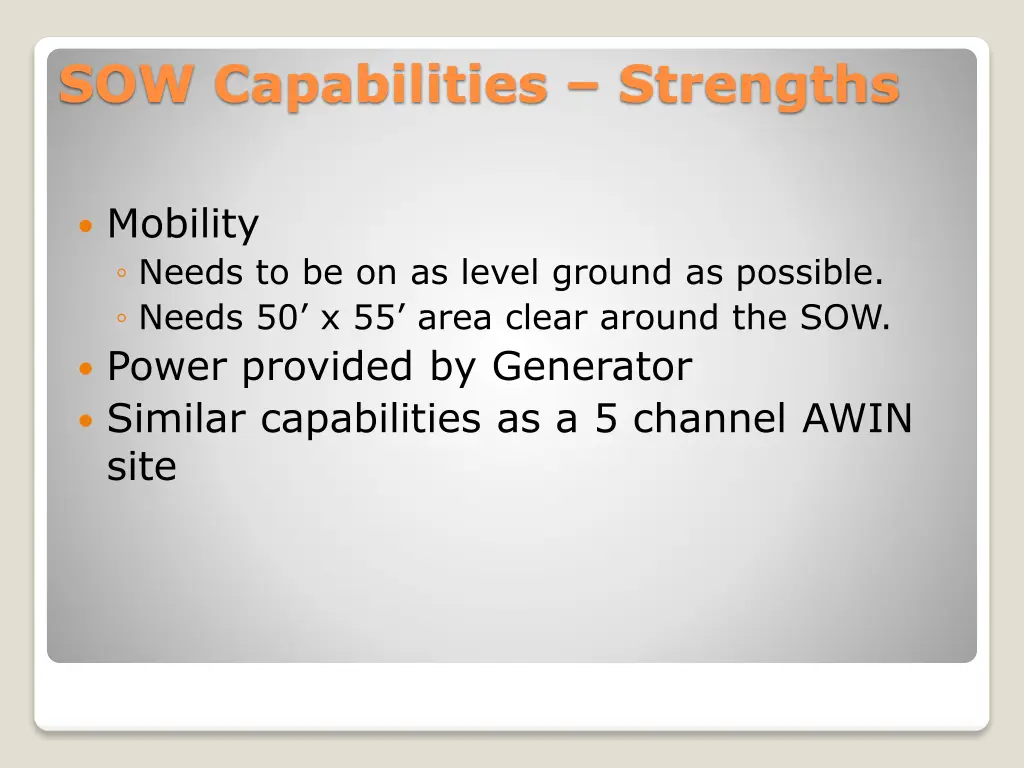 sow capabilities strengths