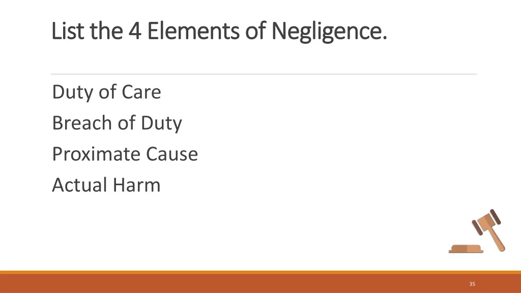 list the 4 elements of negligence list