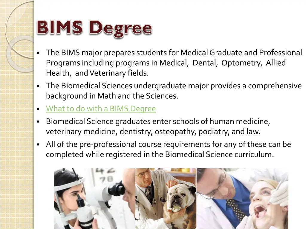 the bims major prepares students for medical