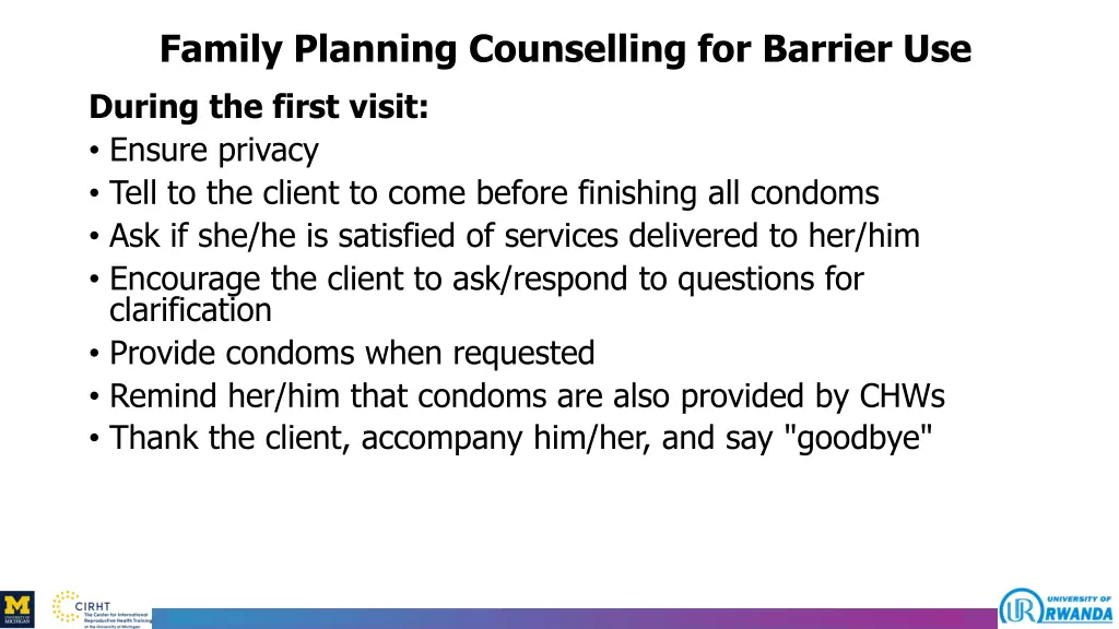 family planning counselling for barrier