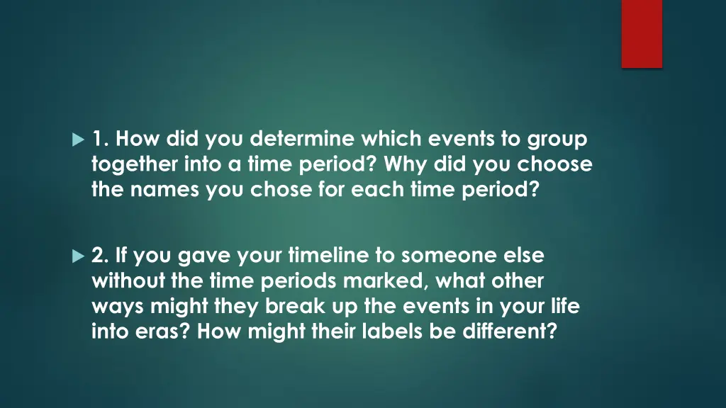 1 how did you determine which events to group