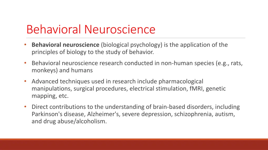 behavioral neuroscience