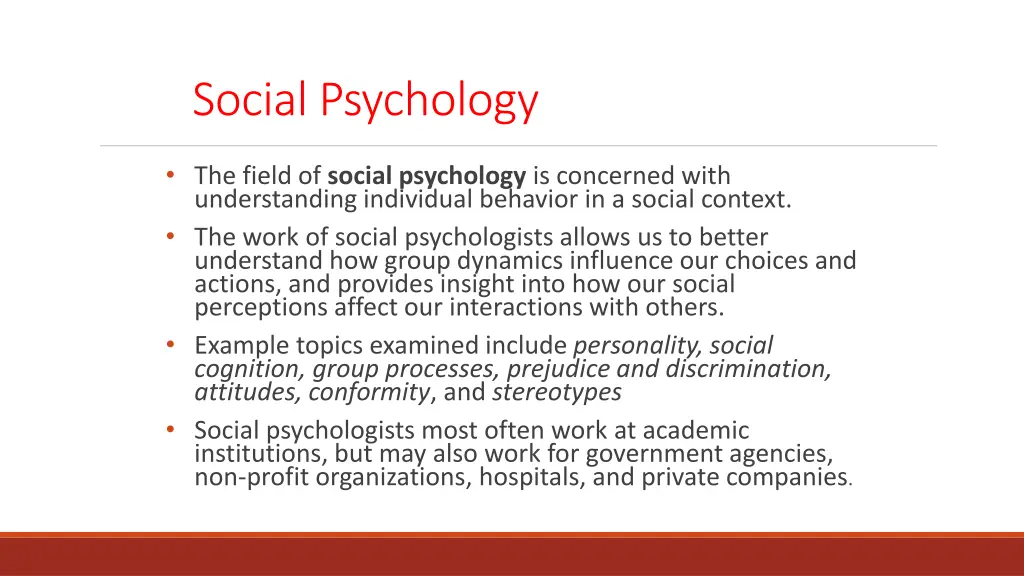 social psychology