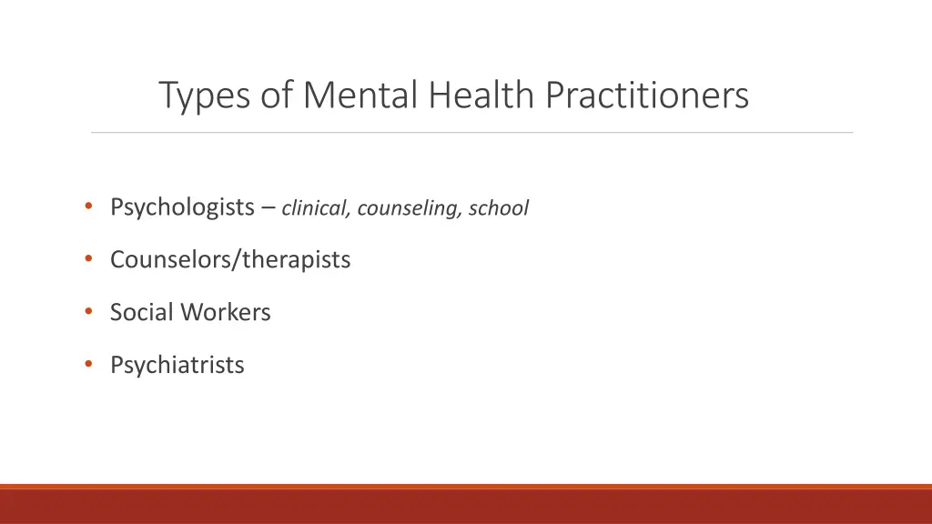 types of mental health practitioners