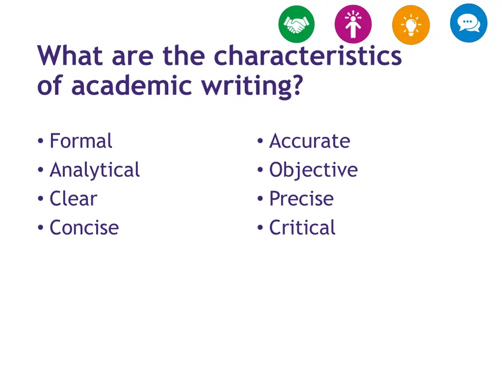 what are the characteristics of academic writing