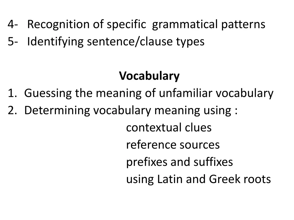 4 recognition of specific grammatical patterns