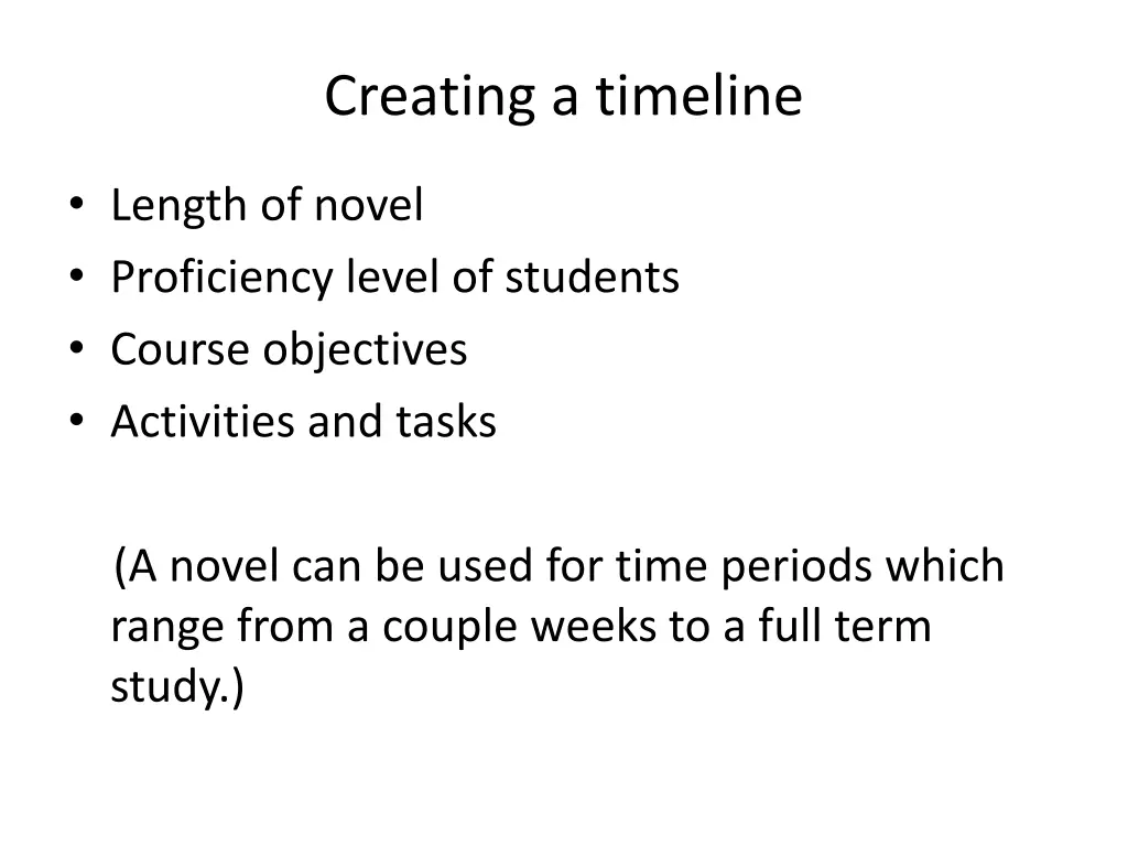 creating a timeline