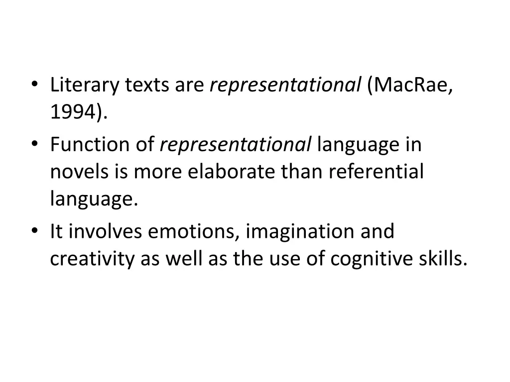 literary texts are representational macrae 1994