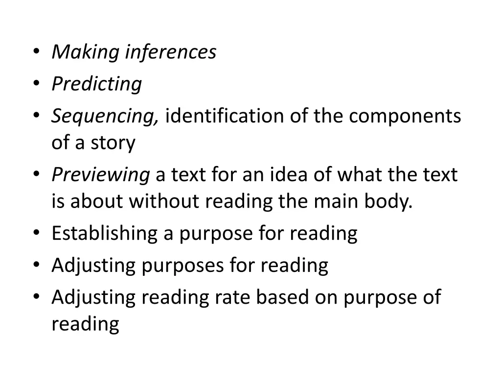 making inferences predicting sequencing