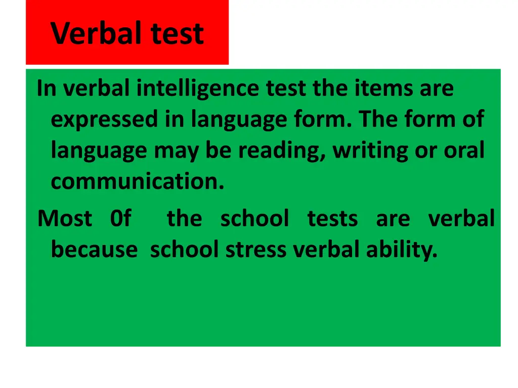 verbal test