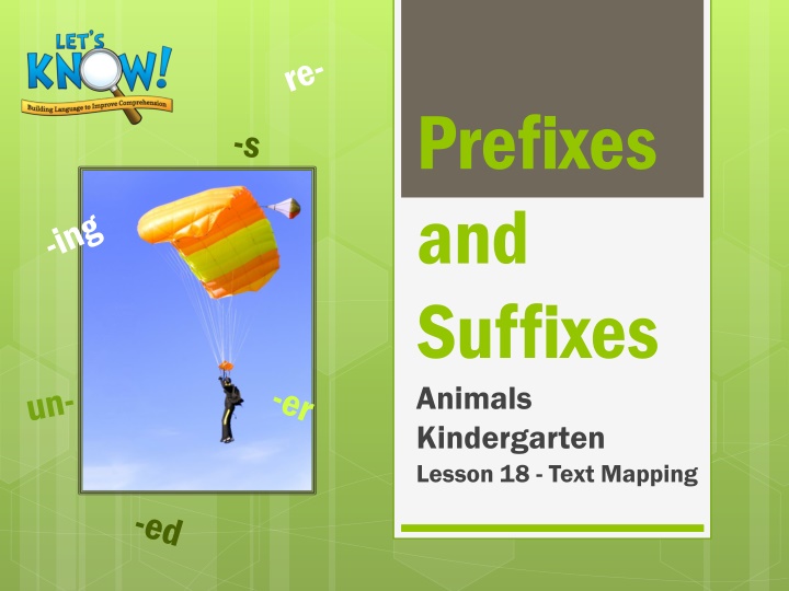 prefixes and suffixes animals kindergarten lesson