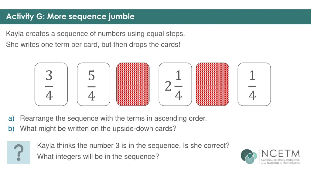 activity g more sequence jumble