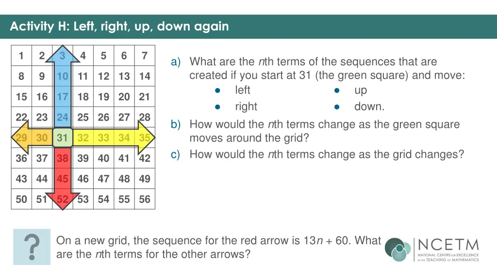 activity h left right up down again