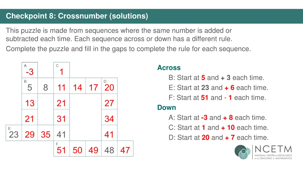 checkpoint 8 crossnumber solutions