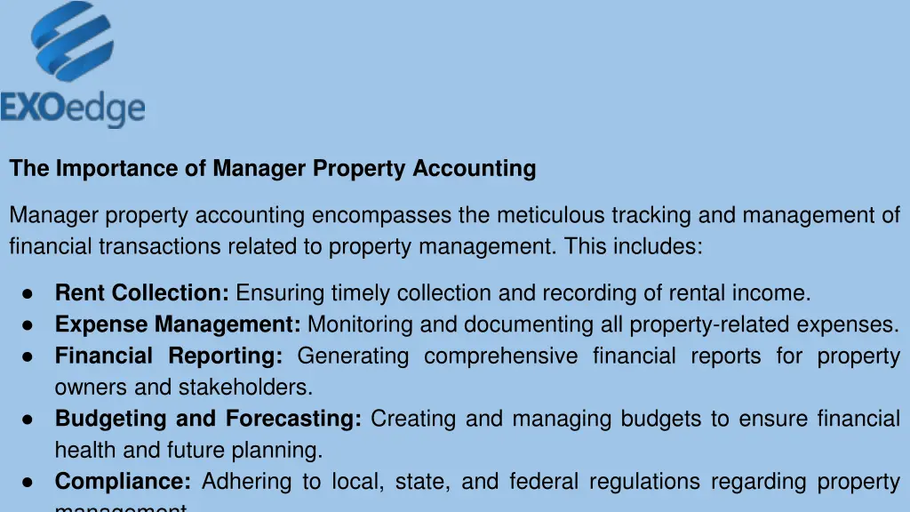 the importance of manager property accounting