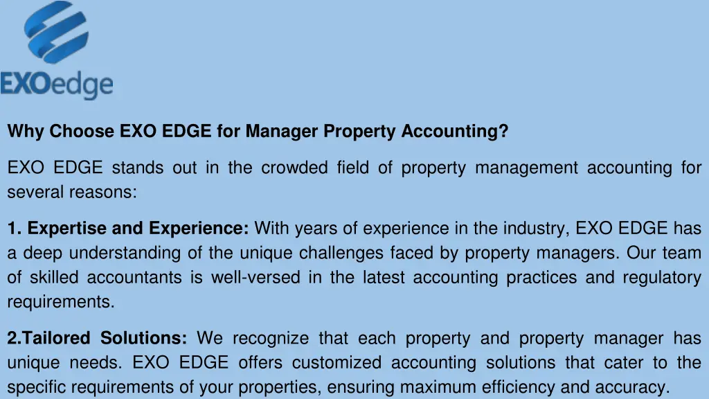 why choose exo edge for manager property