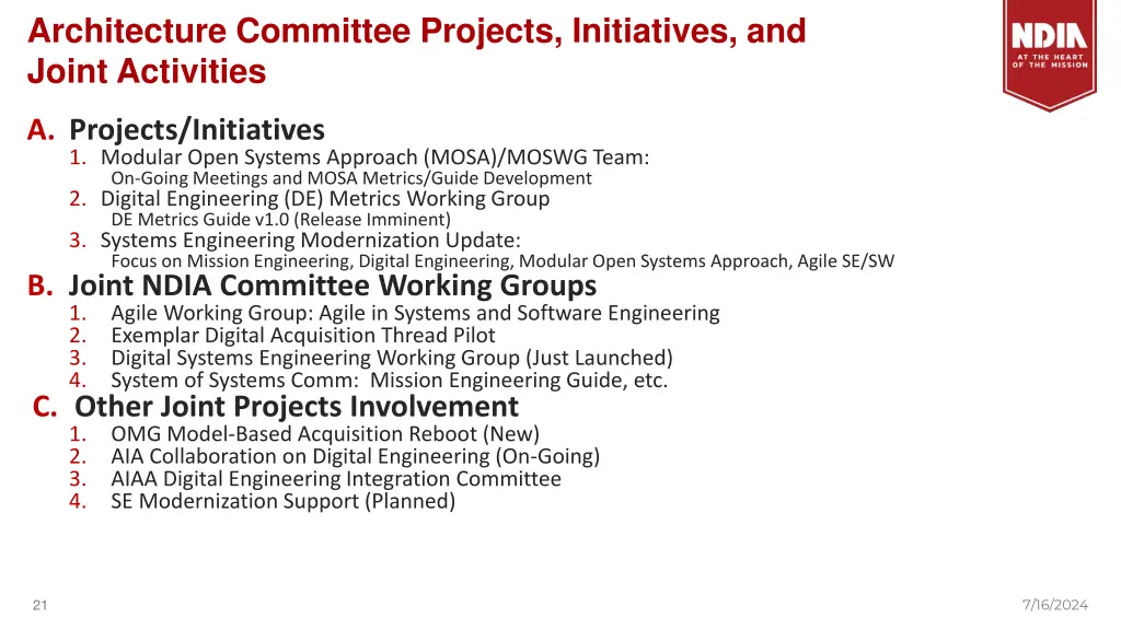 architecture committee projects initiatives