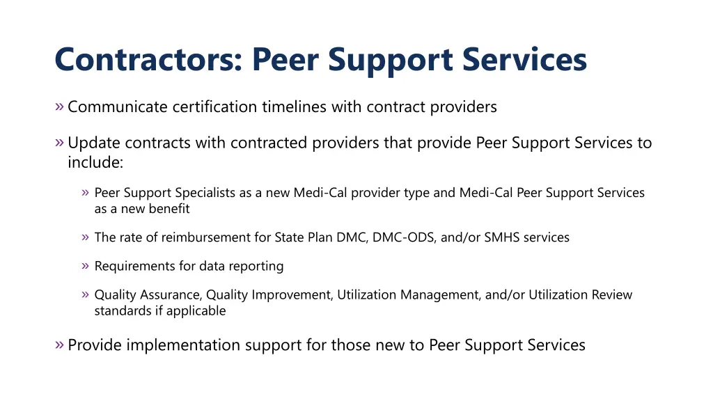 contractors peer support services