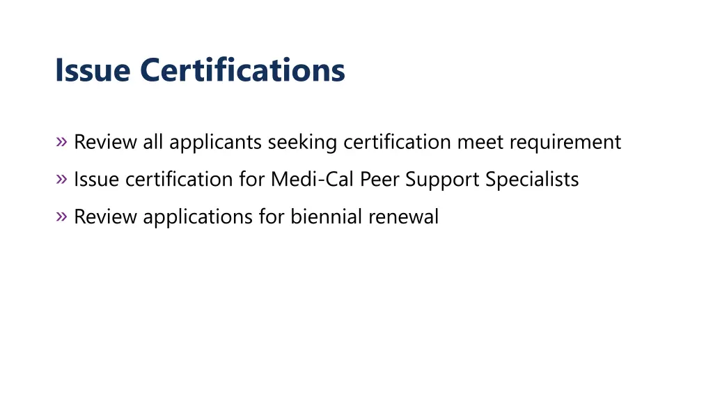 issue certifications