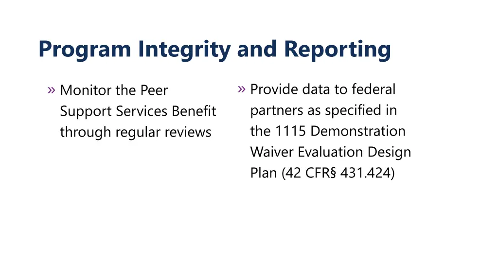 program integrity and reporting