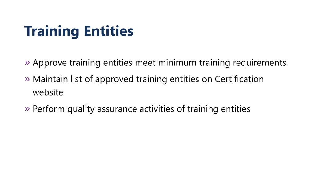 training entities