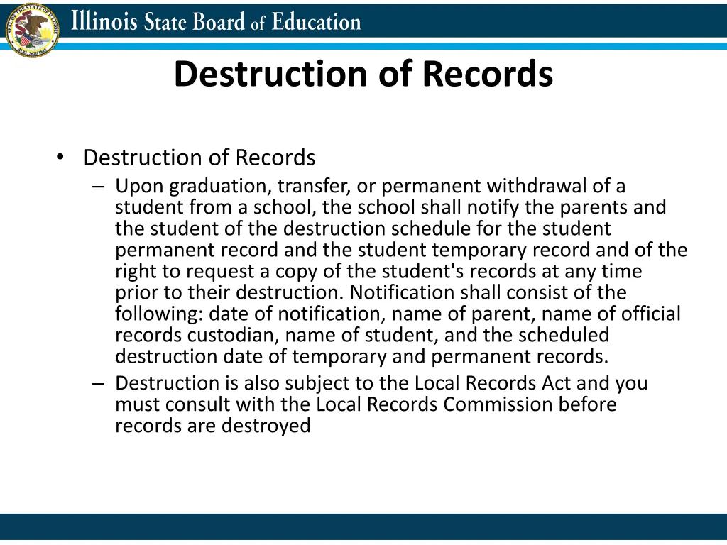 destruction of records