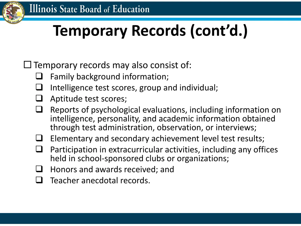 temporary records cont d